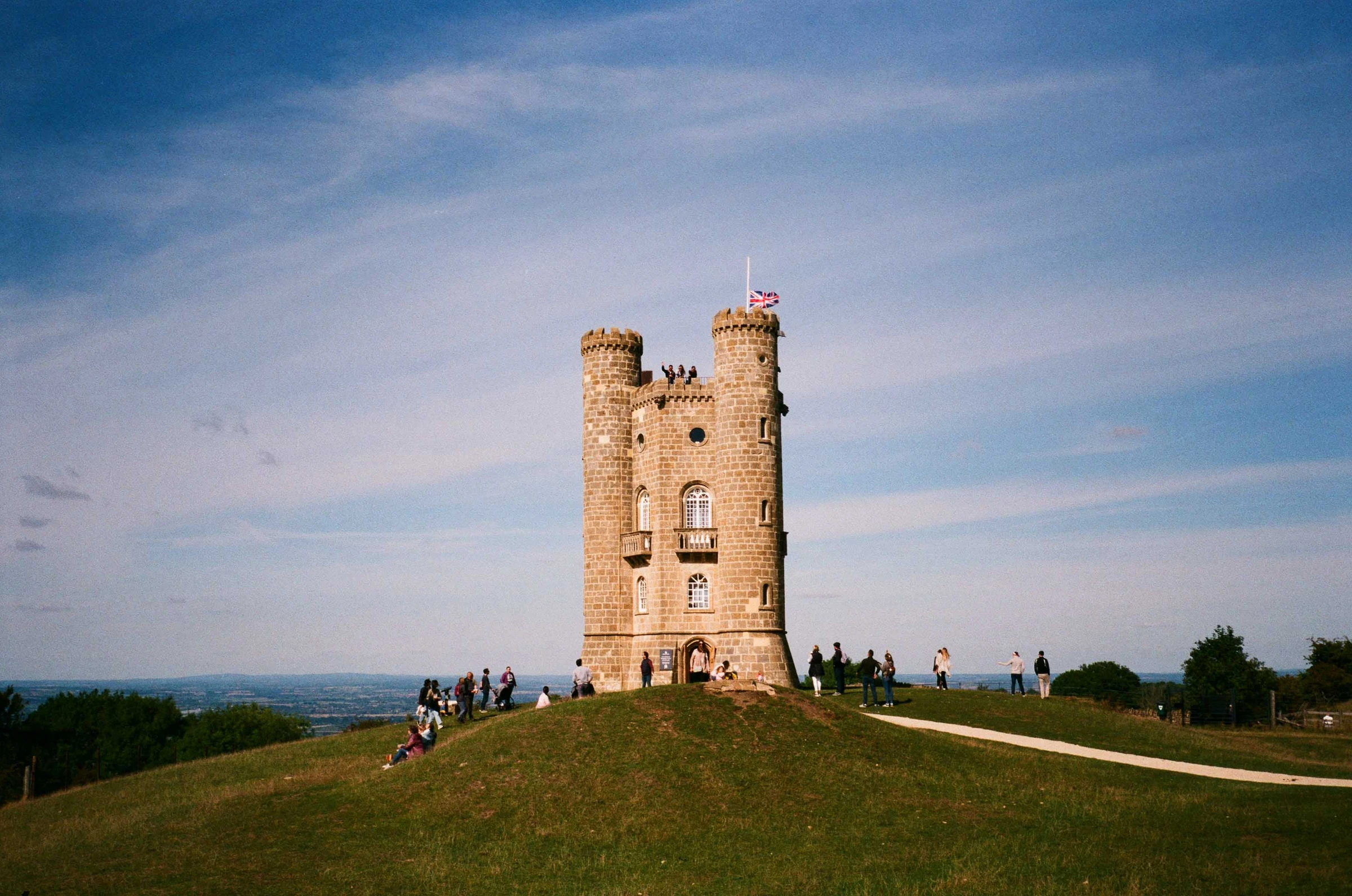 Architecture photograph of Broadway Tower in the Cotswolds, England.